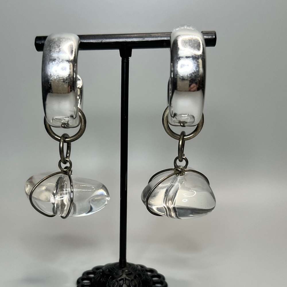 Silver Hoops with Clear Accent Stone